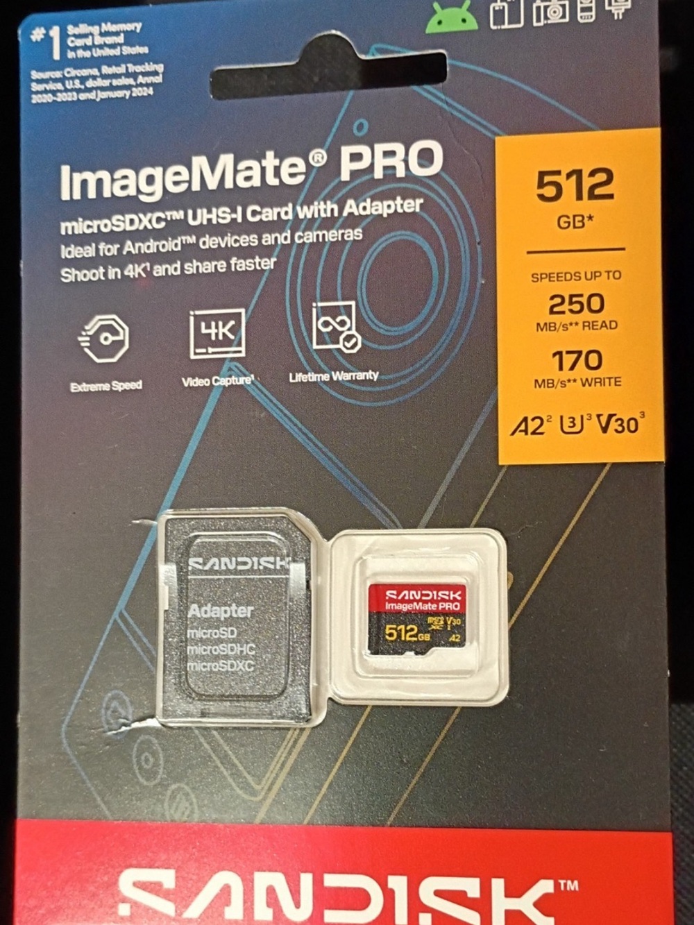 Andis microSDXC Card and Adapter in Black and Red